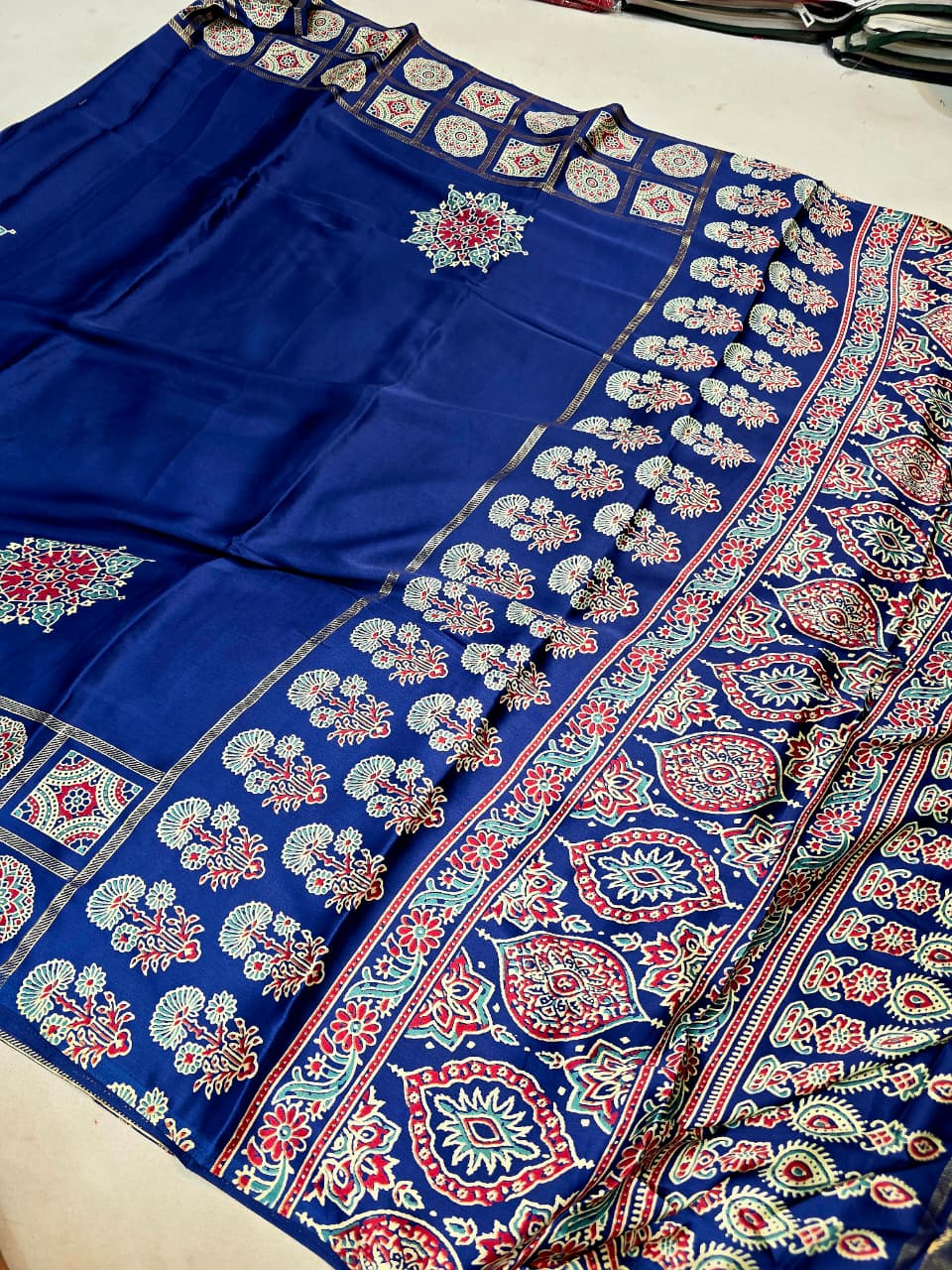 Gajji Silk saree Ajrak Print
