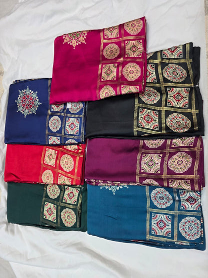 Gajji Silk saree Ajrak Print
