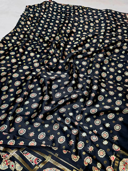 Gajji Silk saree Ajrak Print